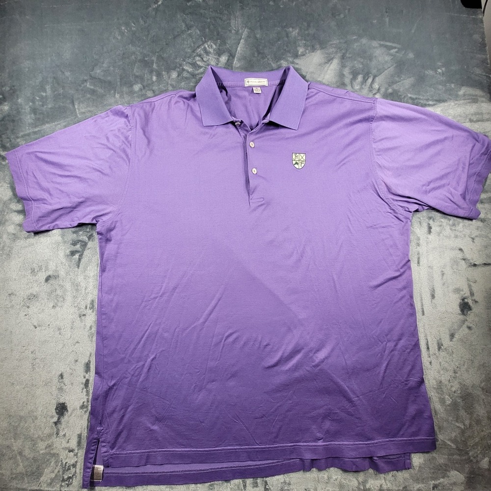 Peter Millar Men's Purple Cotton Polo Shirt XL Hamilton Farms GC Logo Embroidery